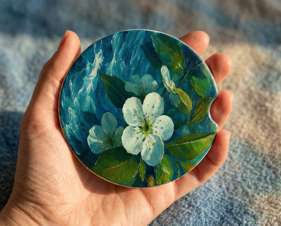 Spring Bloom – Ceramic Car Coaster (Original Floral Photo Art)