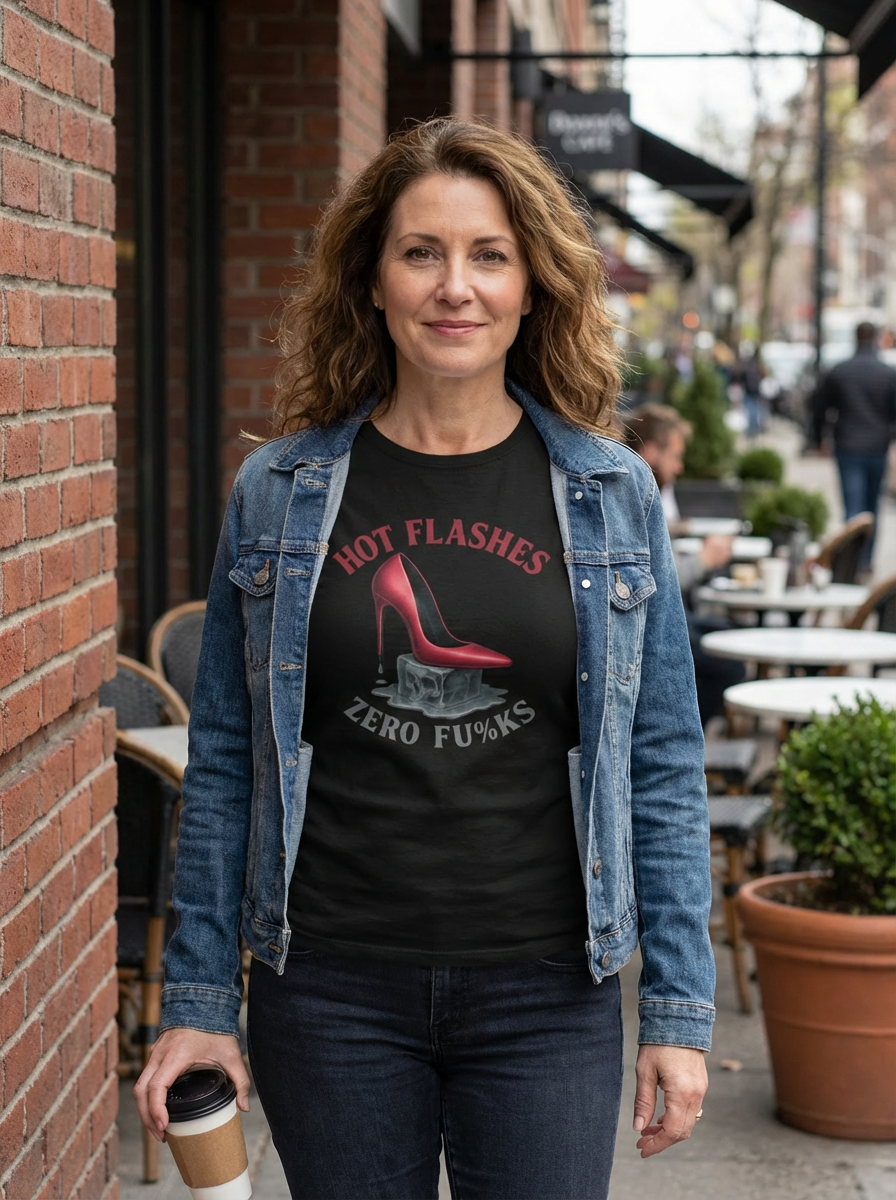 Hot Flashes Zero F*cks T-Shirt | Menopause Humor Graphic Tee | Sassy Women’s Shirt