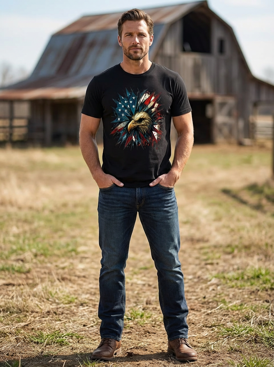 Skeleton Eagle Shattered Glass Patriotic Graphic Tee – Unisex Freedom T-Shirt