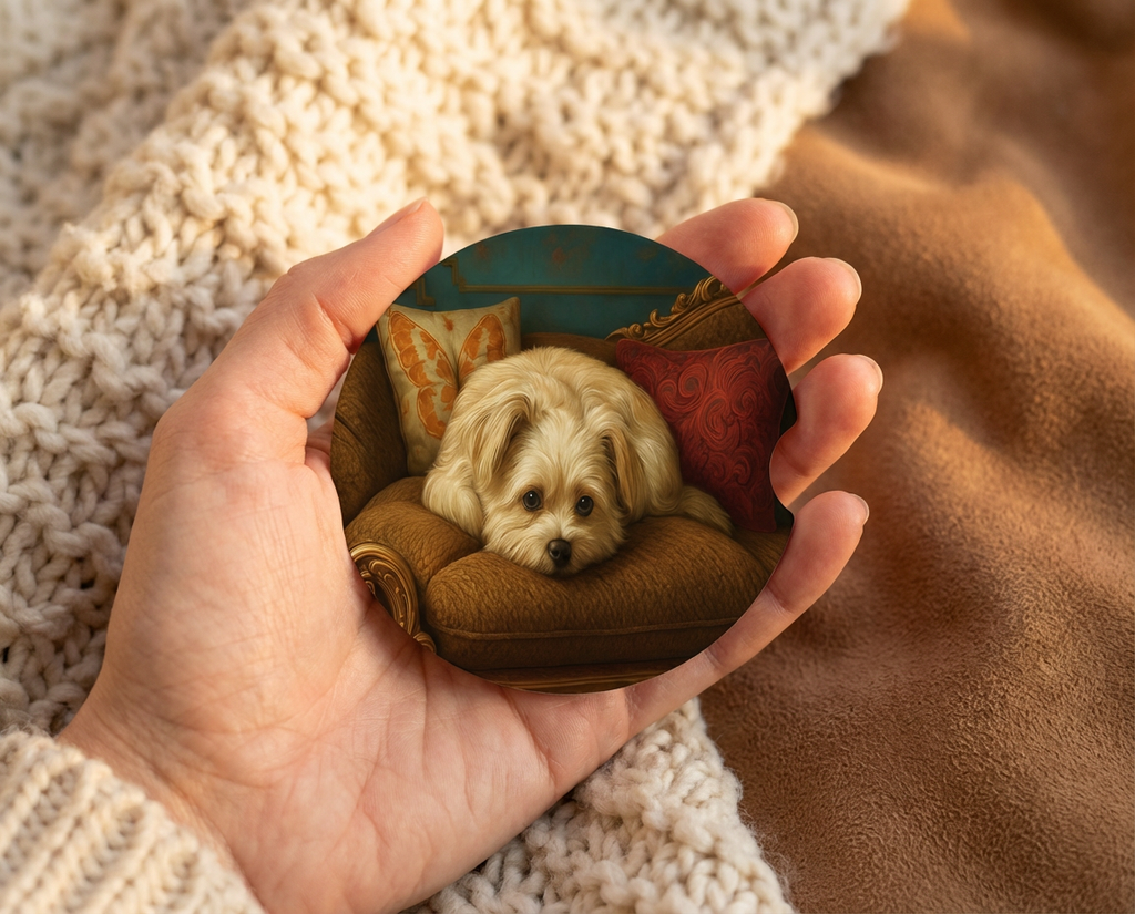 Max the Yorkie Mix – Ceramic Dog Car Coaster (2-Pack or 4-Pack)