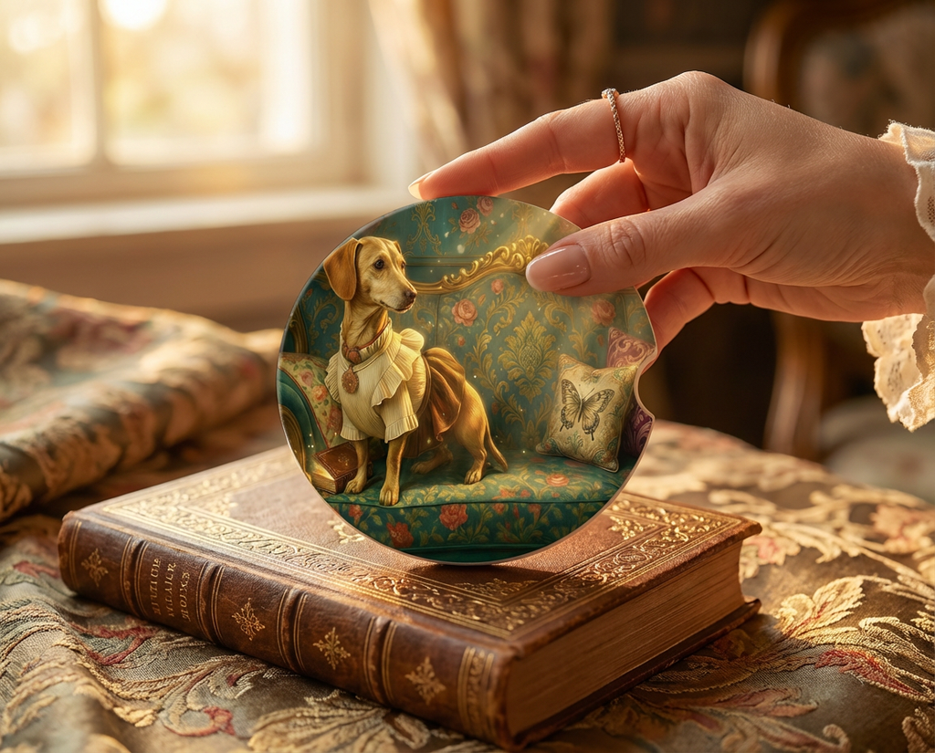 Meet Mindy the Dachshund Mix | Ceramic Car Coaster for Dog Lovers