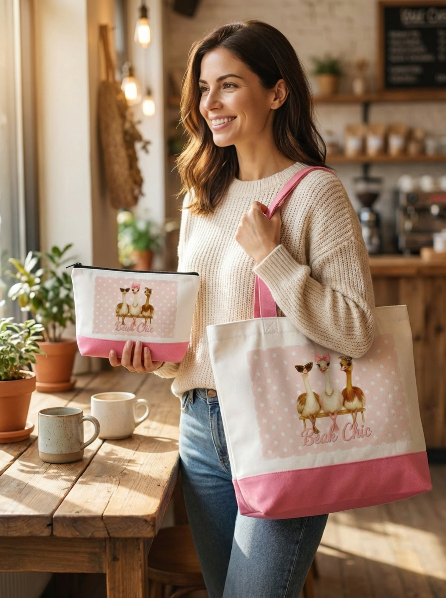 Beak Chic – Polka Dot Ostrich Tote Bag Only(Pink Bottom Edition)