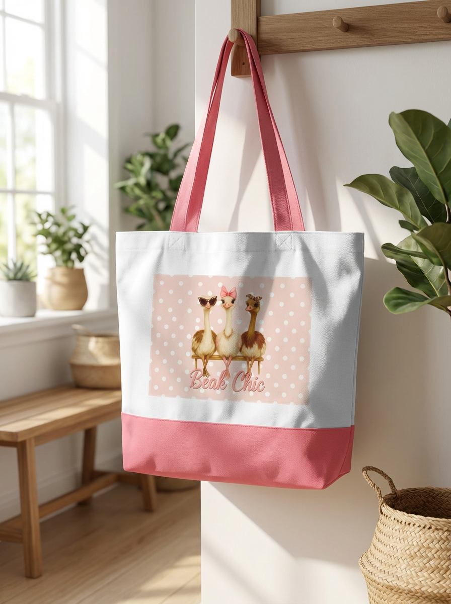 Beak Chic – Polka Dot Ostrich Tote Bag Only(Pink Bottom Edition)