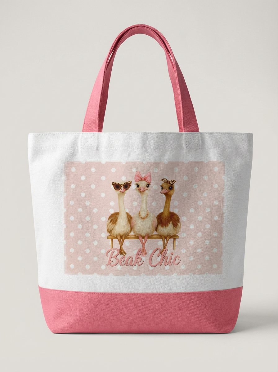 Beak Chic – Polka Dot Ostrich Tote Bag Only(Pink Bottom Edition)