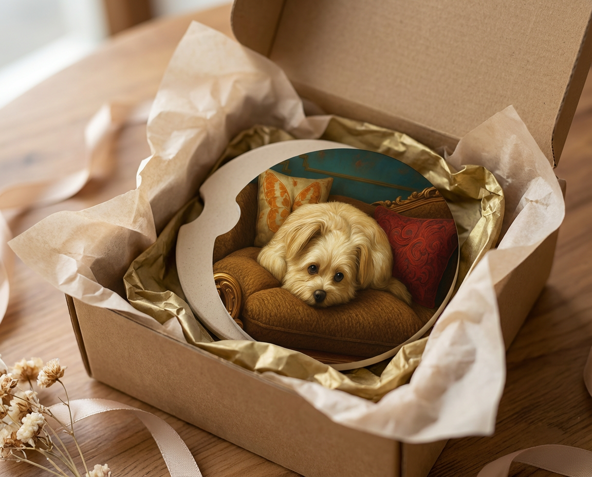 Max the Yorkie Mix – Ceramic Dog Car Coaster (2-Pack or 4-Pack)
