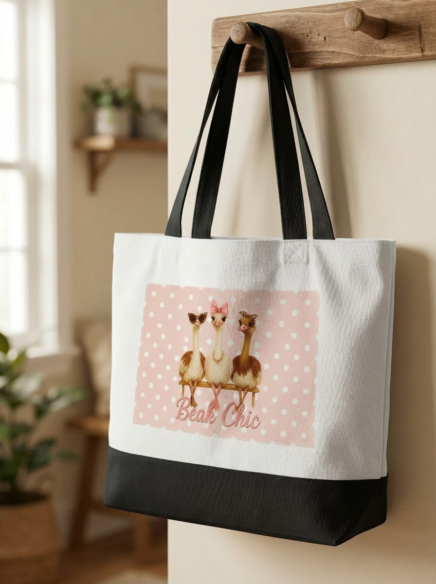 Beak Chic – Fashion Ostrich Tote Bag (Polka Dot Edition)