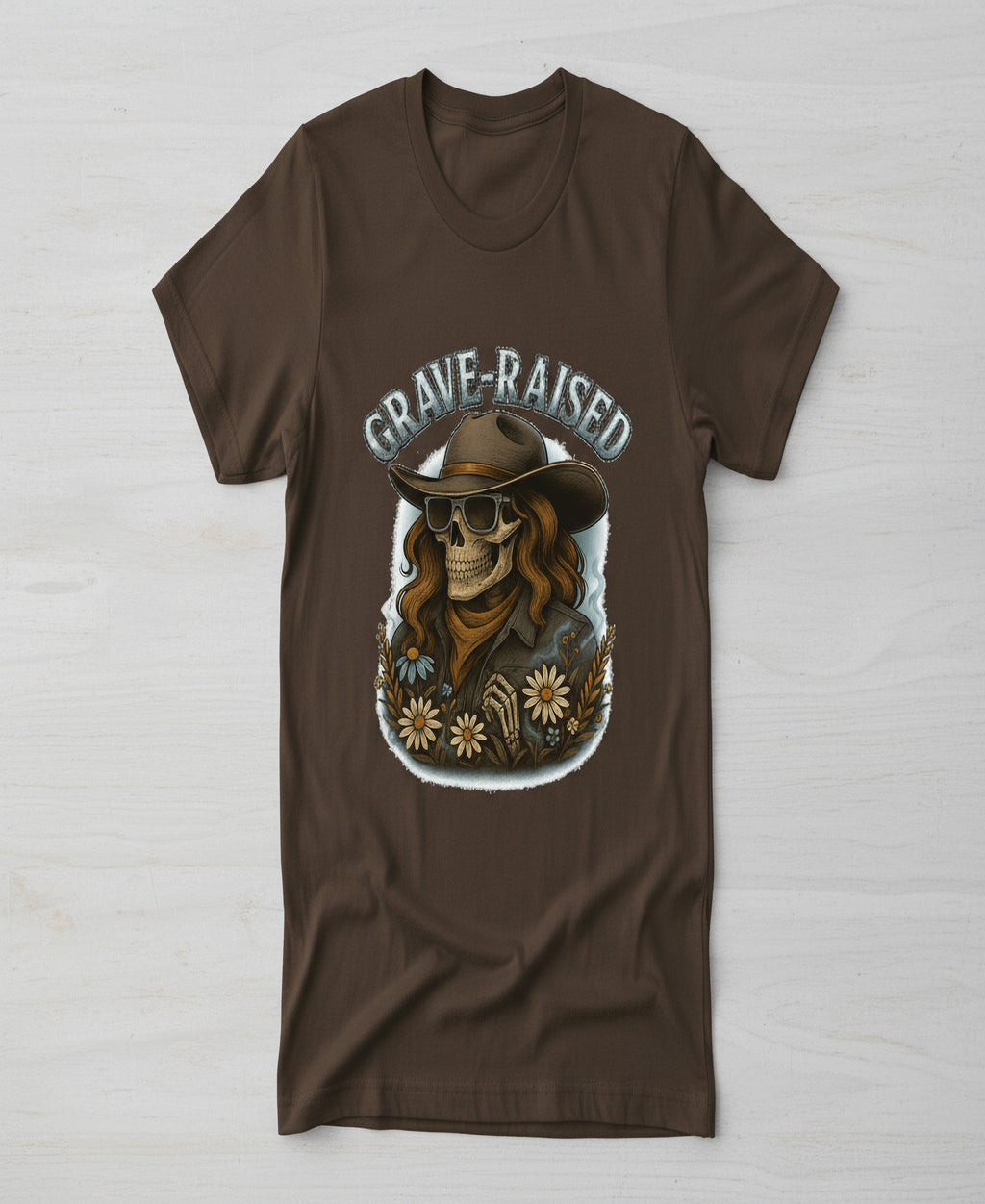Grave-Raised Graphic Tee – Western Skull Cowgirl Shirt | Women’s Edgy Western T-Shirt
