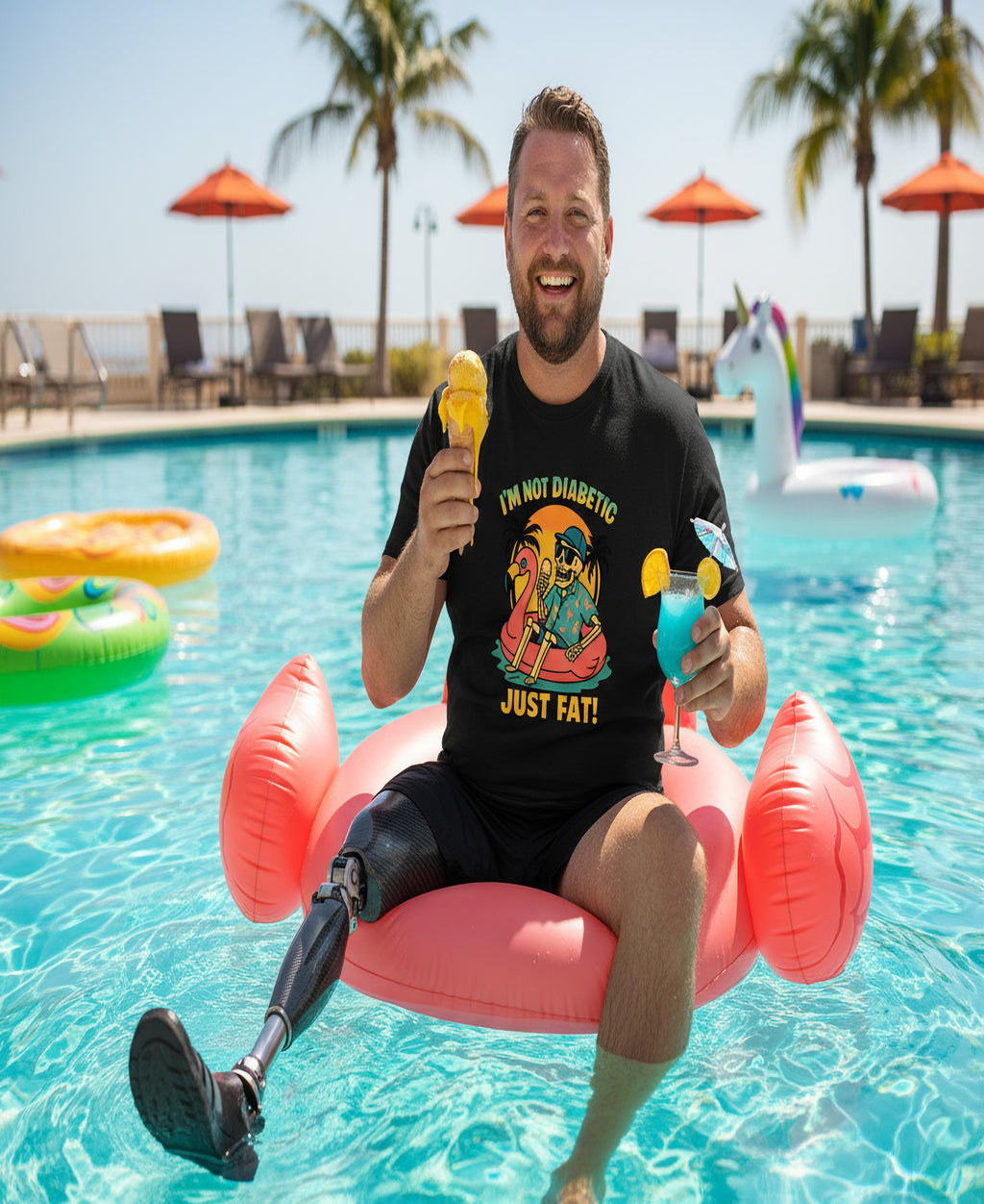“I’m Not Diabetic, Just Fat!” Graphic Tee – Amputee Representation Unisex Shirt