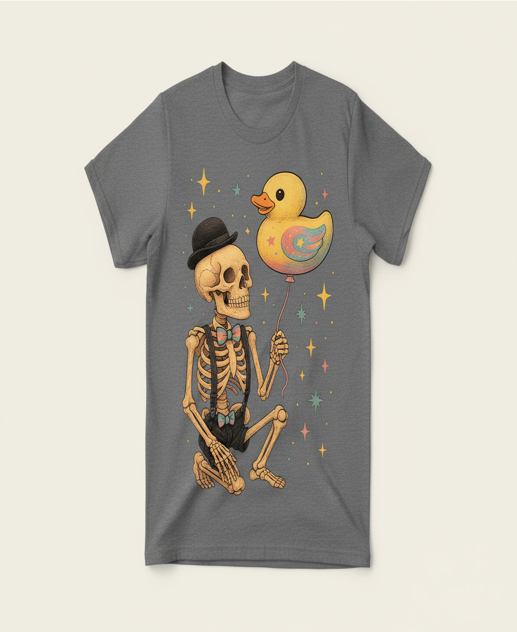 Skeleton Duck Graphic Tee – Funny Skeleton Shirt with Rubber Duck