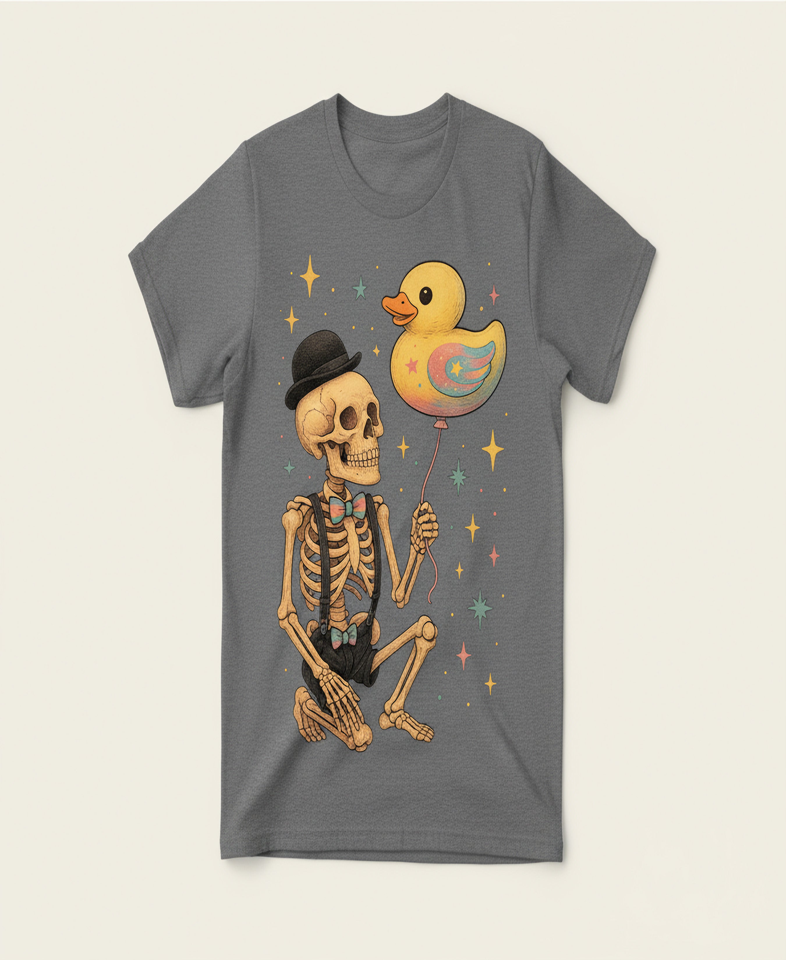 Skeleton Duck Graphic Tee – Funny Skeleton Shirt with Rubber Duck