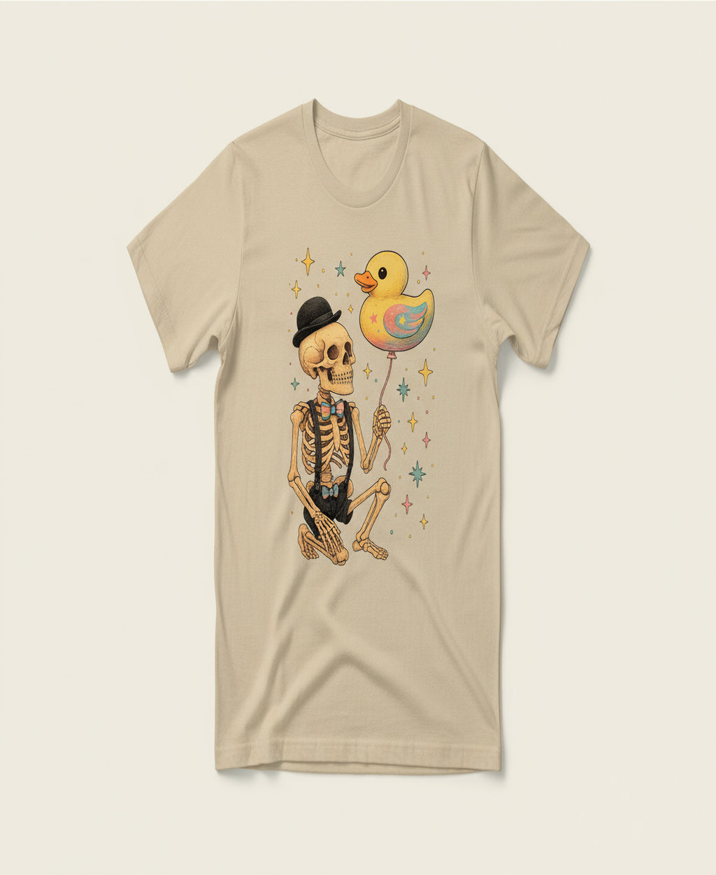 Skeleton Duck Graphic Tee – Funny Skeleton Shirt with Rubber Duck