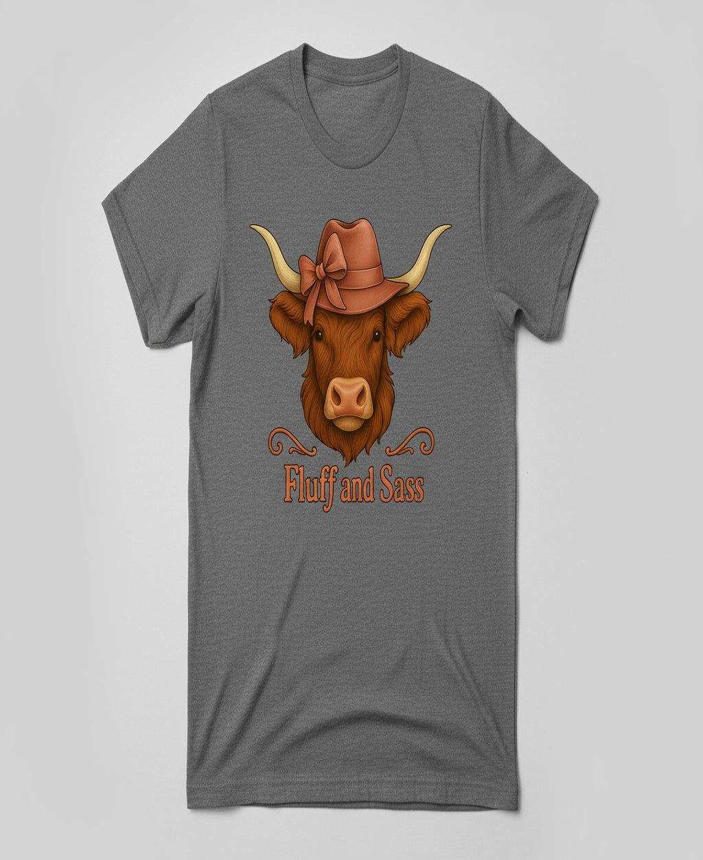 Fluff and Sass Highland Cow Graphic Tee – Western Farm Chic Cowgirl T-Shirt