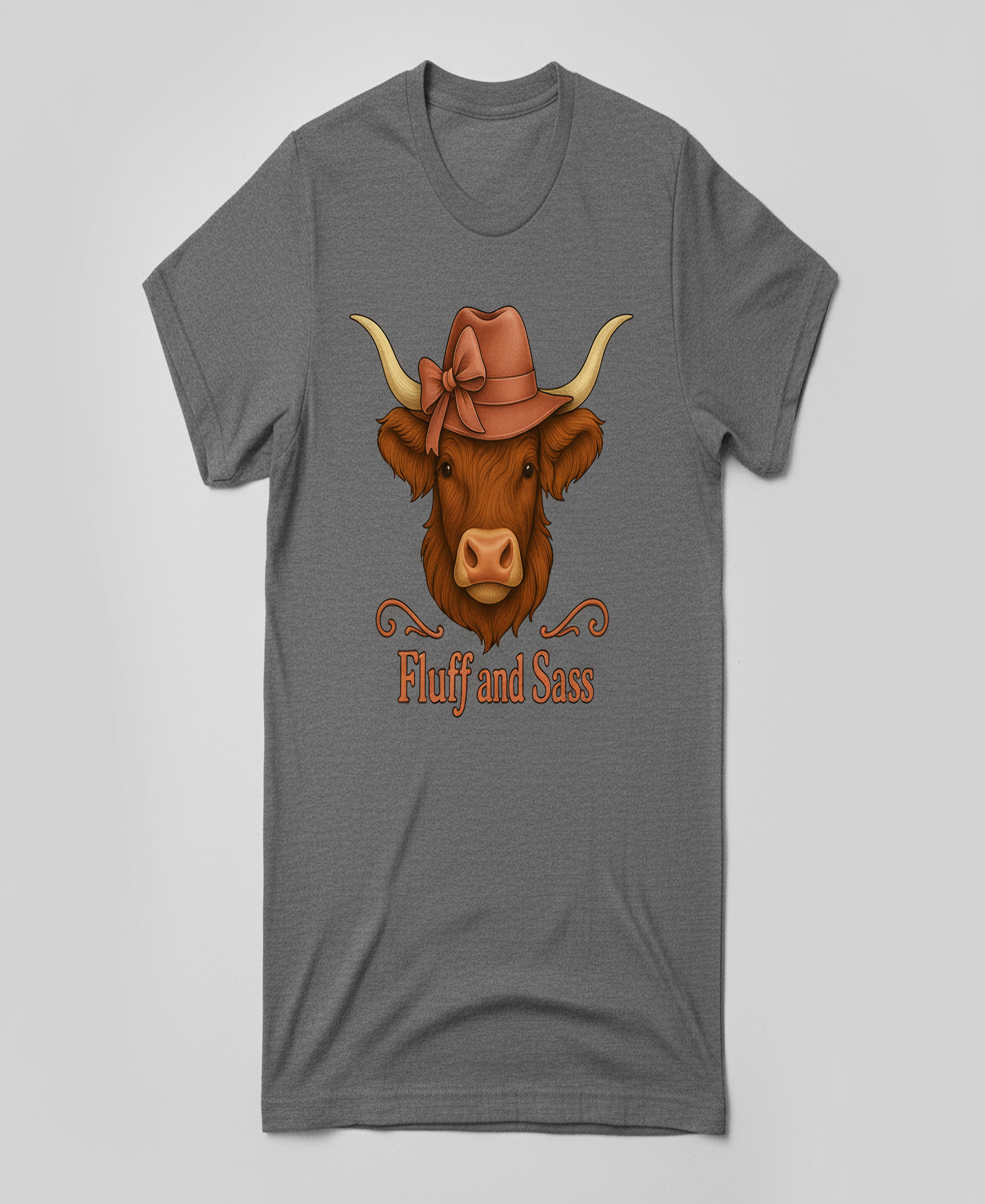 Fluff and Sass Highland Cow Graphic Tee – Western Farm Chic Cowgirl T-Shirt