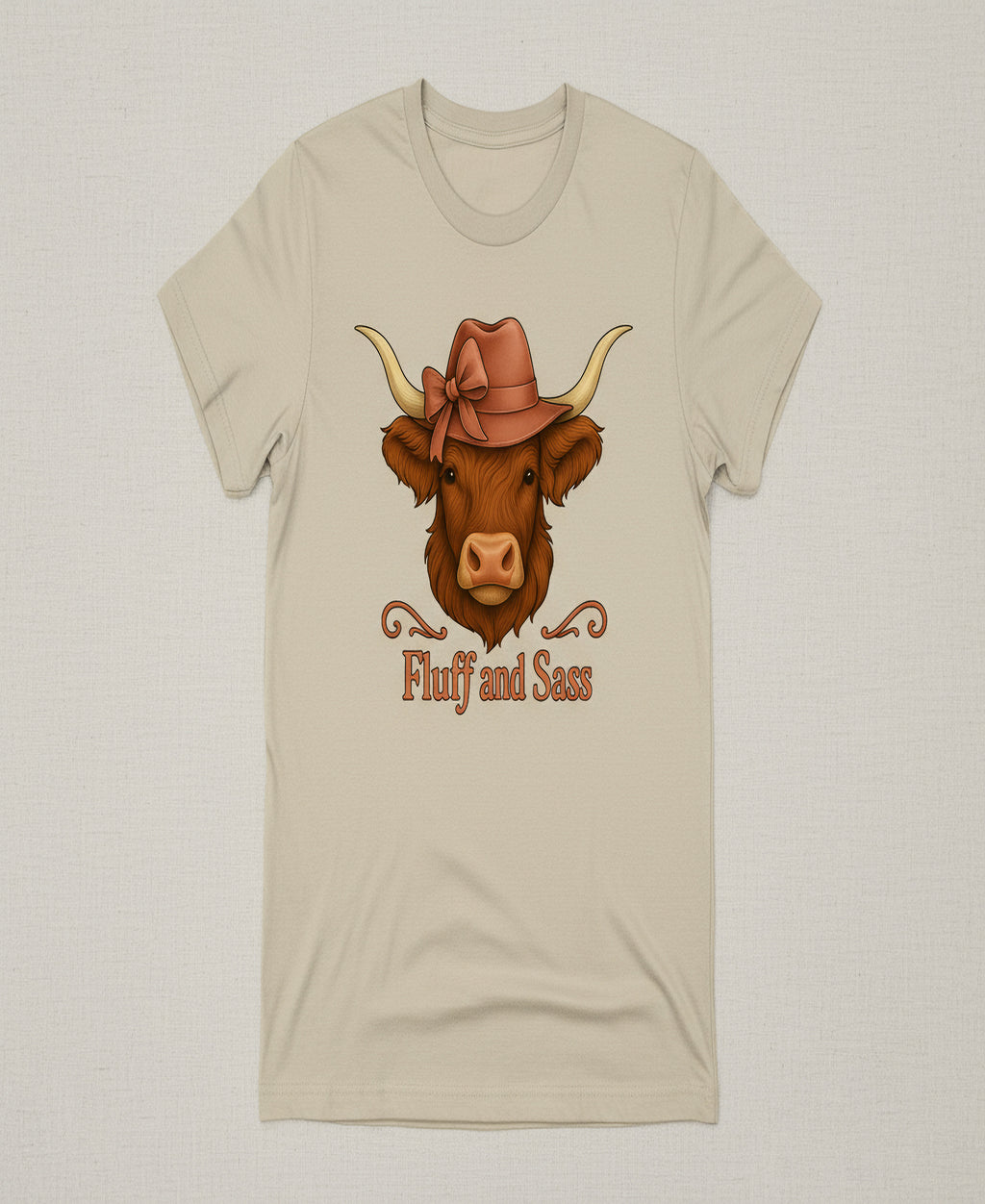 Fluff and Sass Highland Cow Graphic Tee – Western Farm Chic Cowgirl T-Shirt