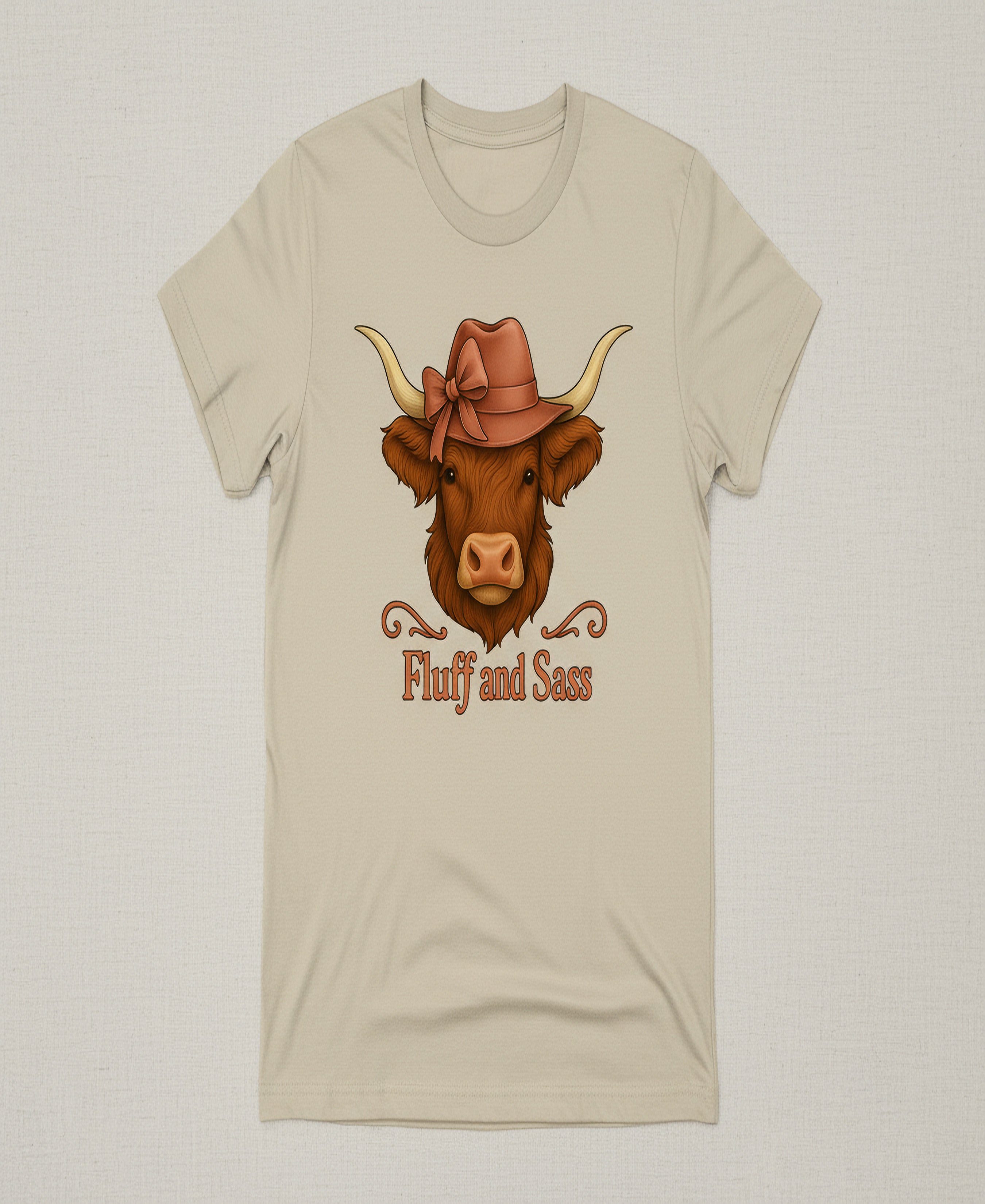Fluff and Sass Highland Cow Graphic Tee – Western Farm Chic Cowgirl T-Shirt